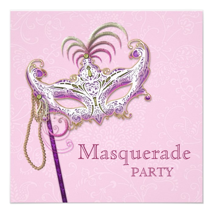 Pearl Pink Masquerade Party Invitations