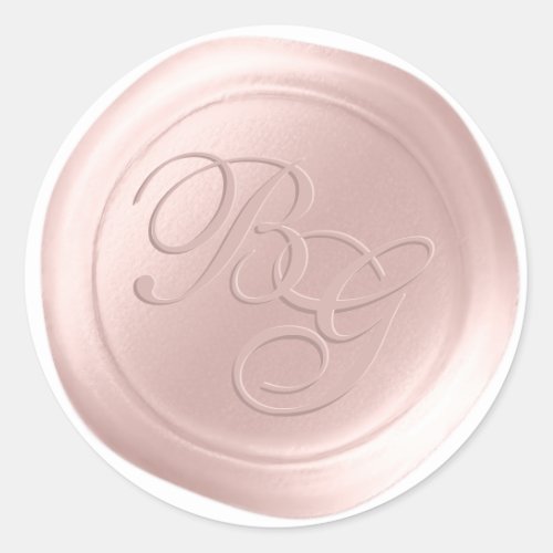 Pearl Pink Script Monogram Wax Seal Stickers