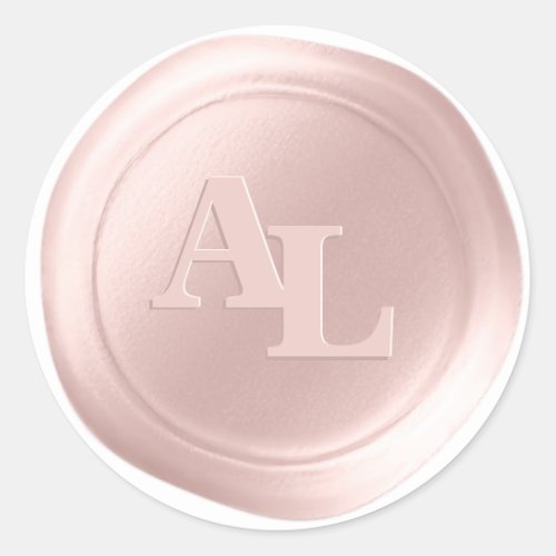 Pearl Pink Wax Seal Monogram Wedding Stickers