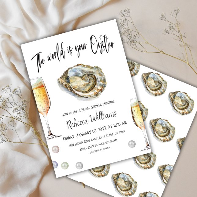 Pearl Prosecco Oyster Themed Bridal Shower Brunch Invitation (Creator Uploaded)