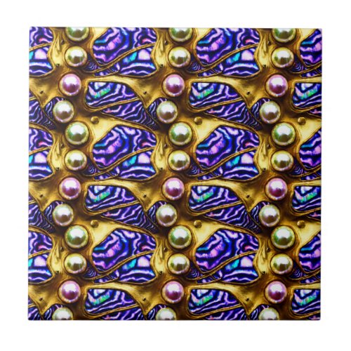 Pearl puau shell repeating seamless glam pattern ceramic tile