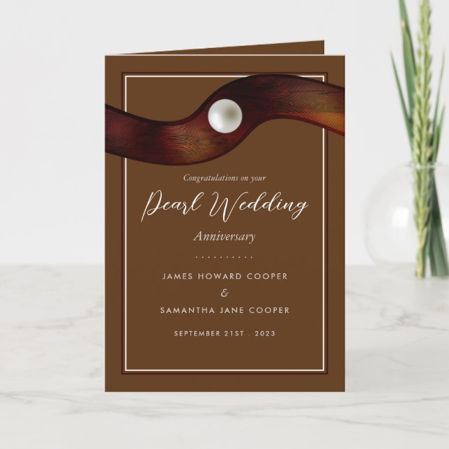 Pearl Ribbon, 30 Year Wedding Anniversary Card (Front)