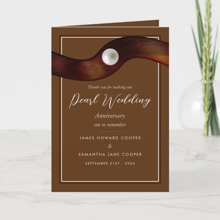 pearl-ribbon-30-year-wedding-anniversary-thank-you-card-zazzle