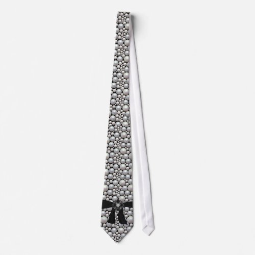 Pearl Ribbon  Rhinestone Neck Tie