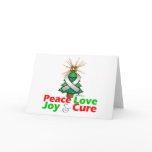 Pearl Ribbon Xmas Peace Love, Joy & Cure Holiday Card