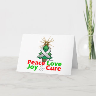 Pearl Ribbon Xmas Peace Love, Joy & Cure Holiday Card