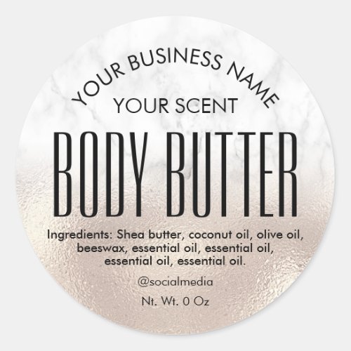 Pearl Rose Foil Marble Body Butter Labels