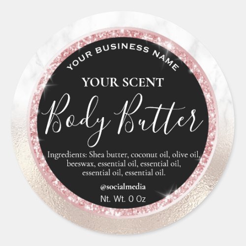 Pearl Rose Foil Marble Body Butter Labels