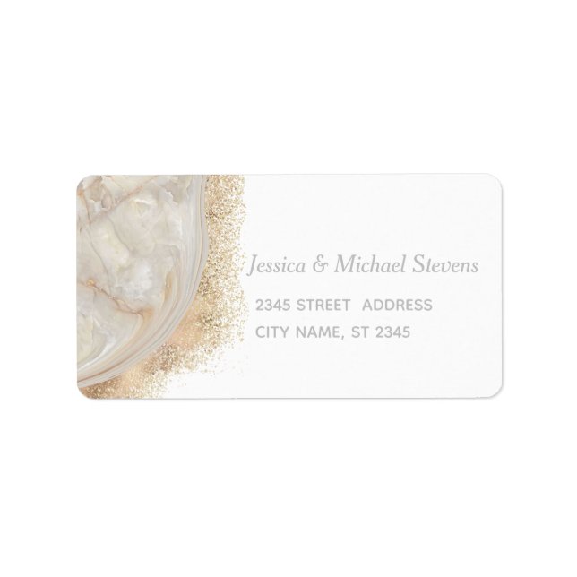 Pearl rose gold marble agate calligraphy label (Front)