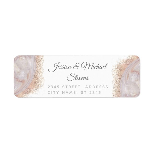 Pearl rose gold marble agate calligraphy label (Front)