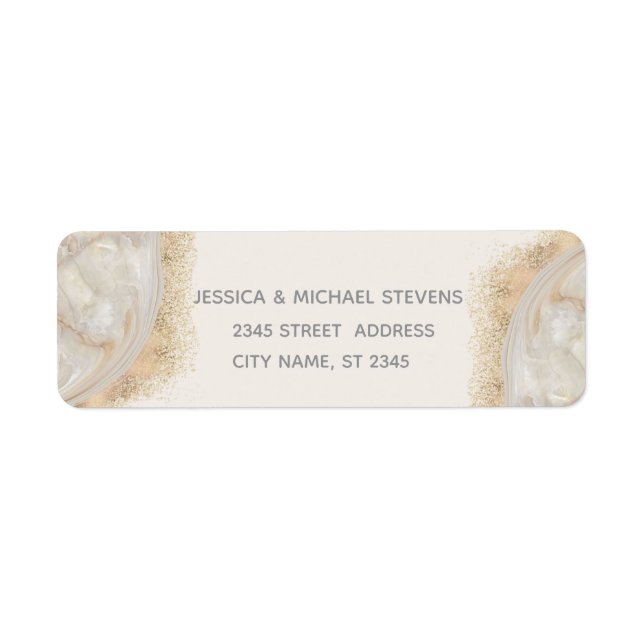 Pearl rose gold marble agate calligraphy label (Front)