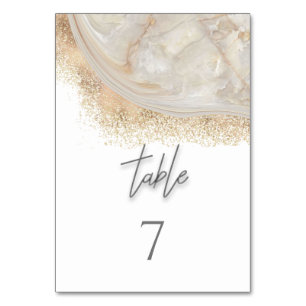 Pearl rose gold marble agate calligraphy table number