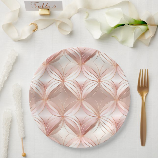 Pearl Rose Gold  Paper Plates (Wedding)