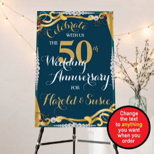 Pearl, Ruby or Golden Anniversary Foam Board Sign