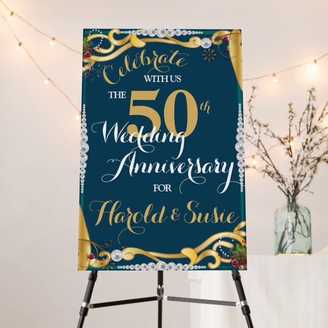 Pearl, Ruby or Golden Anniversary Foam Board Sign (In Situ (Stand))