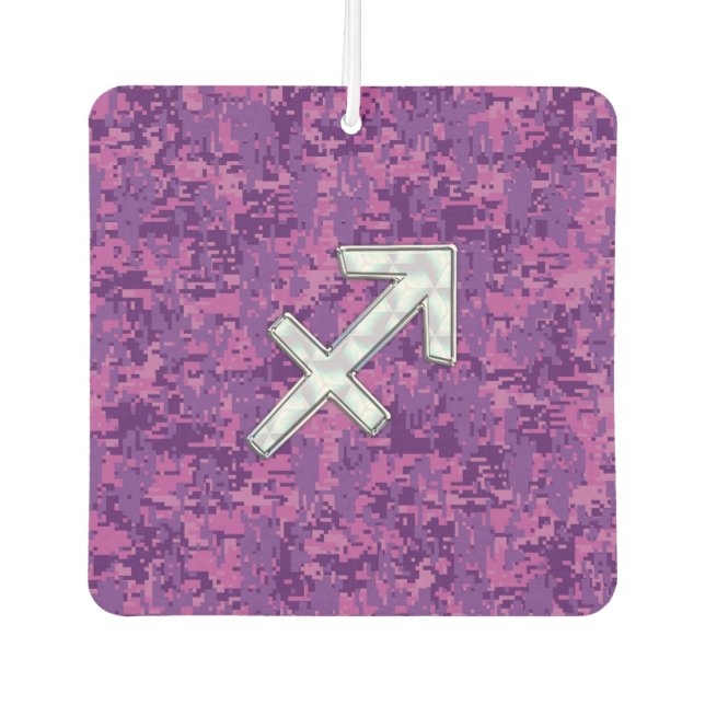 Pearl Sagittarius Zodiac Sign Fuchsia Digital Camo Air Freshener (Front)