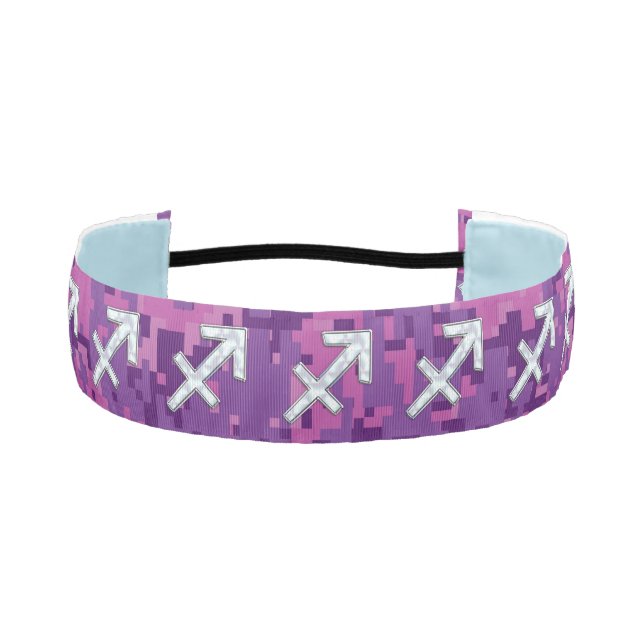 Pearl Sagittarius Zodiac Sign Fuchsia Digital Camo Athletic Headband (Front)