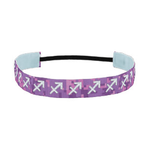 Pearl Sagittarius Zodiac Sign Fuchsia Digital Camo Athletic Headband