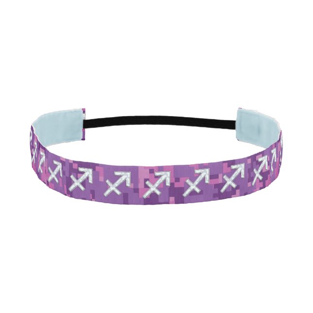 Pearl Sagittarius Zodiac Sign Fuchsia Digital Camo Athletic Headband (Front)