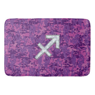 Pearl Sagittarius Zodiac Sign Fuchsia Digital Camo Bath Mat