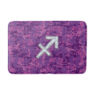 Pearl Sagittarius Zodiac Sign Fuchsia Digital Camo Bathroom Mat