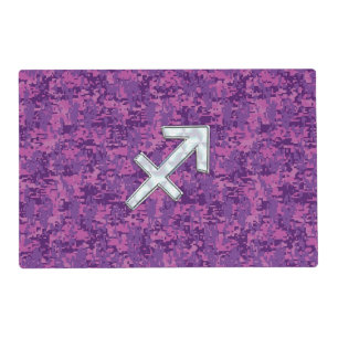 Pearl Sagittarius Zodiac Sign Fuchsia Digital Camo Placemat