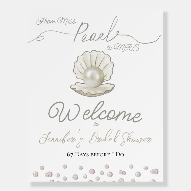 Pearl & Shell Pearlcore Miss to MRS Bridal Shower Foam Board (Front)