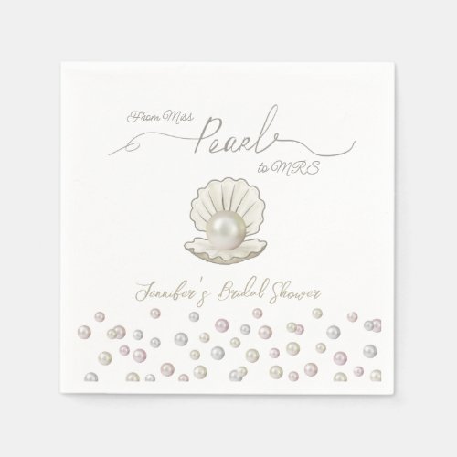 Pearl  Shell Pearlcore Miss to MRS Bridal Shower Napkins