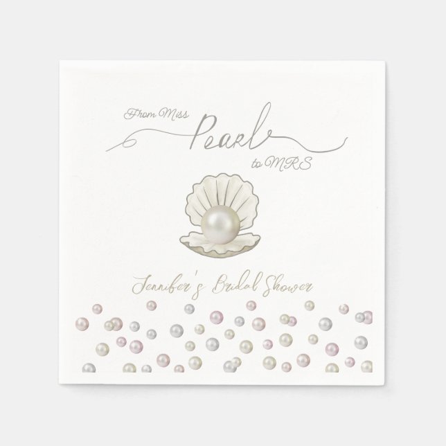 Pearl & Shell Pearlcore Miss to MRS Bridal Shower Napkins (Front)