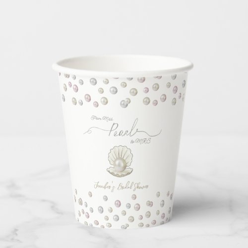Pearl  Shell Pearlcore Miss to MRS Bridal Shower Paper Cups