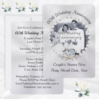 Pearl Shimmer 60th Wedding Anniversary Invitations