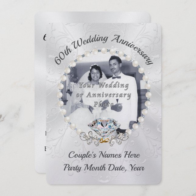 Pearl Shimmer 60th Wedding Anniversary Invitations (Front/Back)