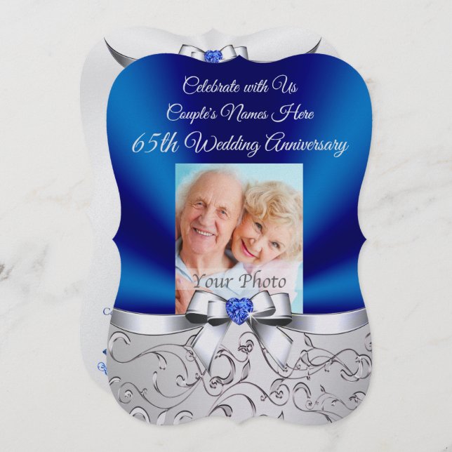 Pearl Shimmer 65th Wedding Anniversary Invitations (Front/Back)