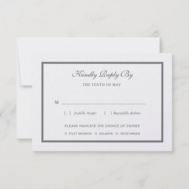 Pearl Shimmer Wedding RSVP card (Front)