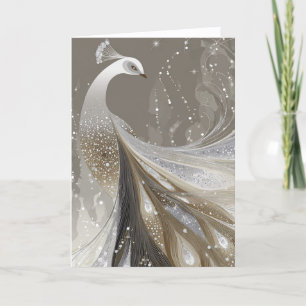 PEARL SPARKLE PEACOCK #1 LETTERPRESS THANK YOU CARD