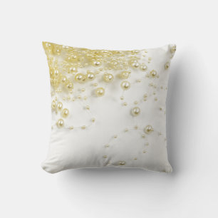 Pearl string of pearls gold metallic look throw pillow