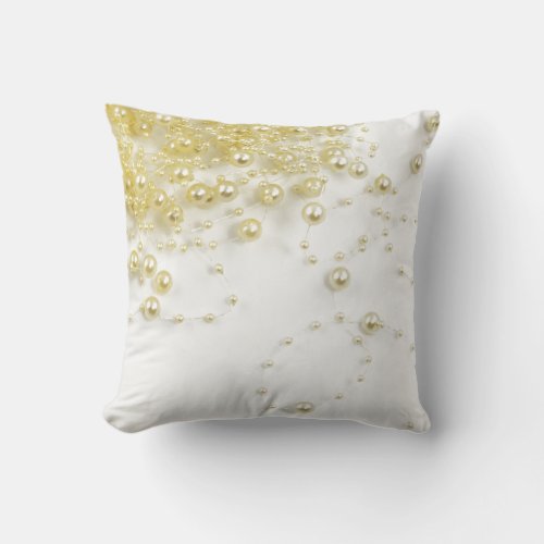 Pearl string of pearls gold metallic look throw pillow