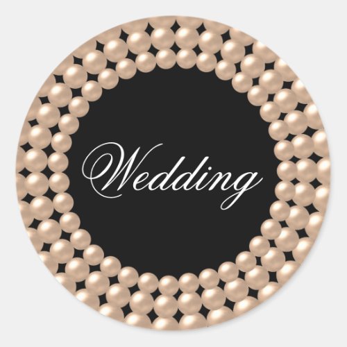 Pearl Strings Jeweled Wedding Sticker