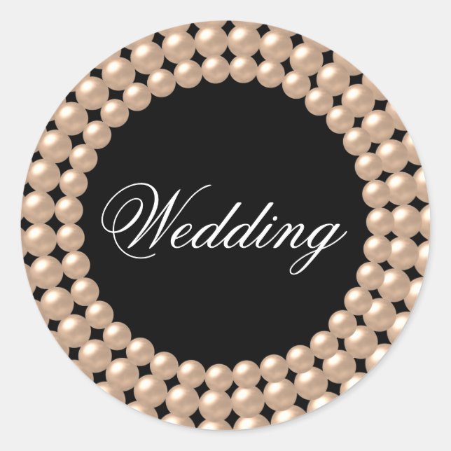 Pearl Strings Jeweled Wedding Sticker (Front)