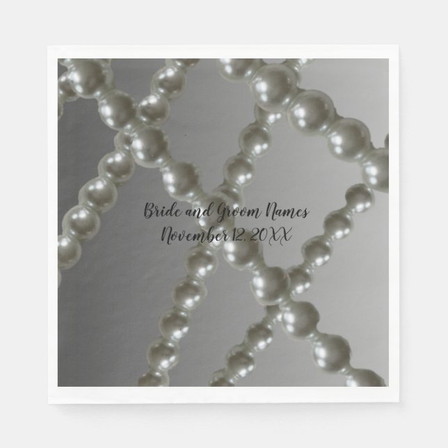 Pearl Strings Wedding Paper Napkins (Front)
