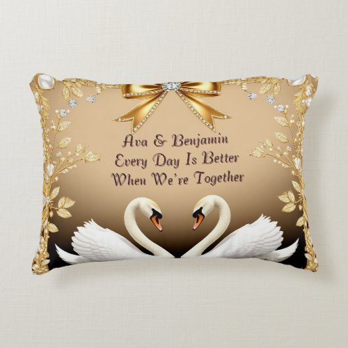 廉 Pearl Swan Romantic Home Collection Accent Pillow