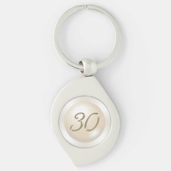 Pearl Theme 30th Birthday Gift   Anniversary Gifts Keychain by LittleLindaPinda at Zazzle