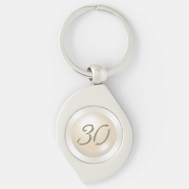 Pearl theme 30th Birthday Gift,  Anniversary Gifts Keychain (Front)