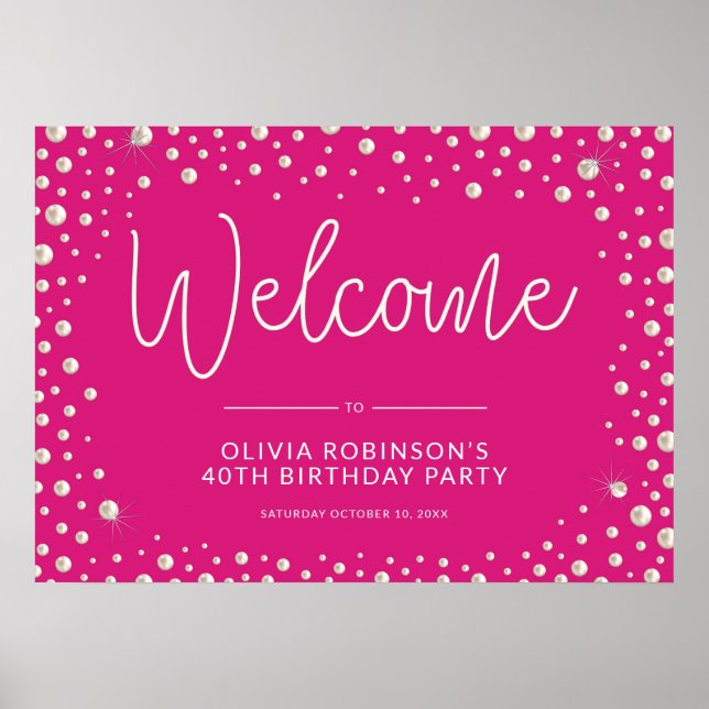 Pearl Themed 40th Birthday Sign (Front)