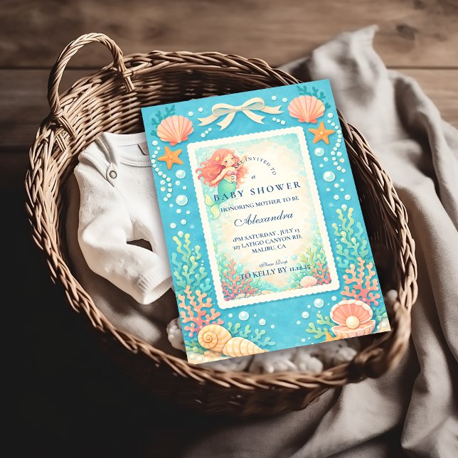 Pearl Tide Mermaid Baby Shower Invitation (Creator Uploaded)