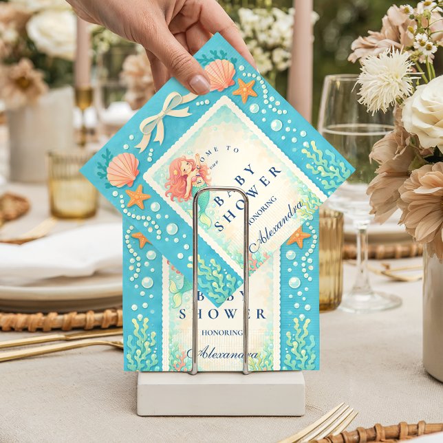 Pearl Tide Mermaid Baby Shower Napkins (Creator Uploaded)