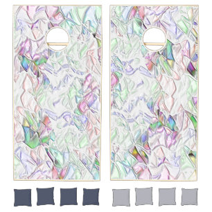 Pearl tones or colored pieces mixed in cream cornhole set