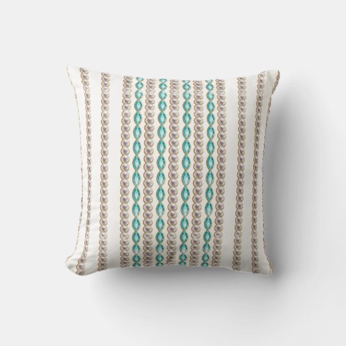 Pearl tourmaline jewels ivory blue gems printed throw pillow