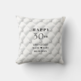 Pearl-tufted 30th Wedding Anniversary Throw Pillow