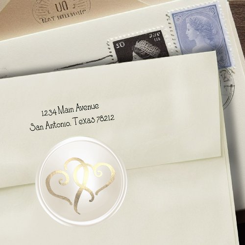 Pearl Two Gold Hearts Envelope Seal